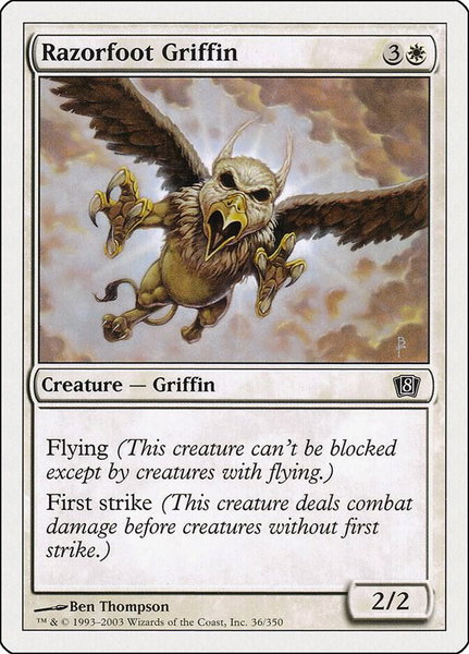 Razorfoot Griffin trading card from 8th Edition Razorfoot Griffin - 8th Edition Magic: The Gathering trading card