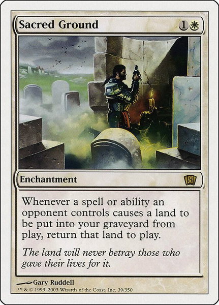 Sacred Ground trading card from 8th Edition Sacred Ground - 8th Edition Magic: The Gathering trading card