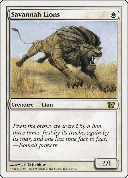 Savannah Lions trading card from 8th Edition Savannah Lions - 8th Edition Magic: The Gathering trading card
