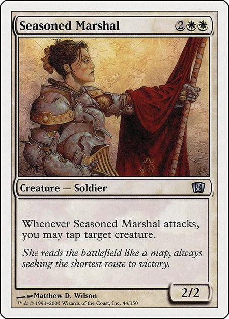 Seasoned Marshal trading card from 8th Edition Seasoned Marshal - 8th Edition Magic: The Gathering trading card