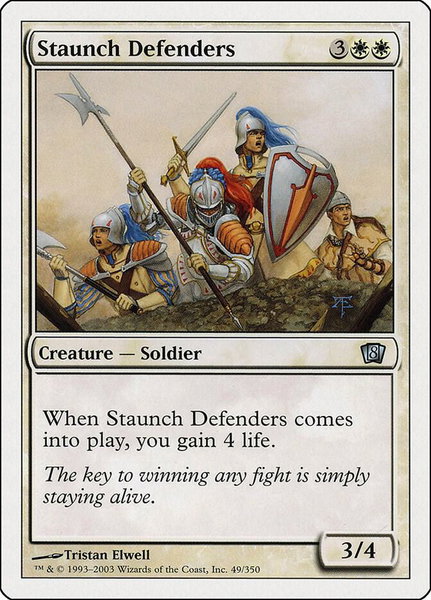Staunch Defenders trading card from 8th Edition Staunch Defenders - 8th Edition Magic: The Gathering trading card