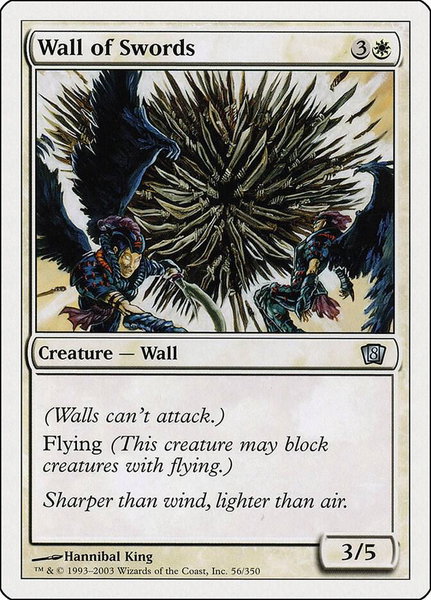 Wall of Swords trading card from 8th Edition Wall of Swords - 8th Edition Magic: The Gathering trading card