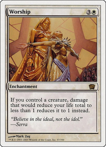 Worship trading card from 8th Edition Worship - 8th Edition Magic: The Gathering trading card