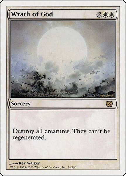 Wrath of God trading card from 8th Edition Wrath of God - 8th Edition Magic: The Gathering trading card