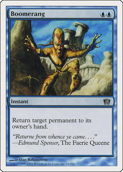 Boomerang trading card from 8th Edition Boomerang - 8th Edition Magic: The Gathering trading card