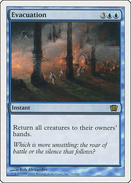 Evacuation trading card from 8th Edition Evacuation - 8th Edition Magic: The Gathering trading card