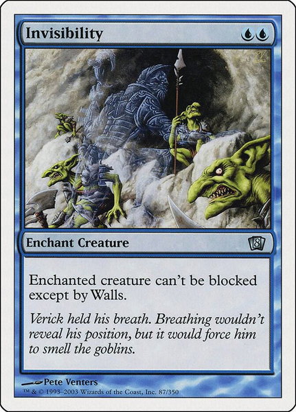 Invisibility trading card from 8th Edition Invisibility - 8th Edition Magic: The Gathering trading card