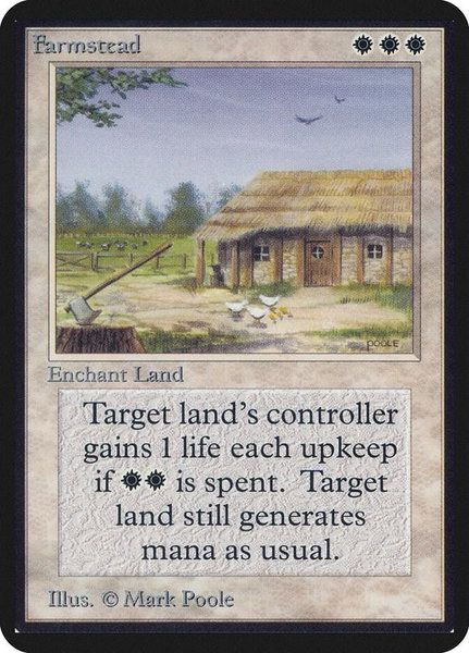 Farmstead trading card from Alpha Edition Farmstead - Alpha Edition Magic: The Gathering trading card