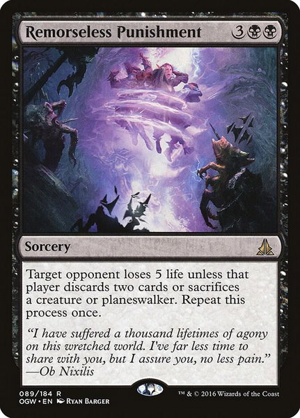 Remorseless Punishment trading card from Oath of the Gatewatch Remorseless Punishment - Oath of the Gatewatch Magic: The Gathering trading card