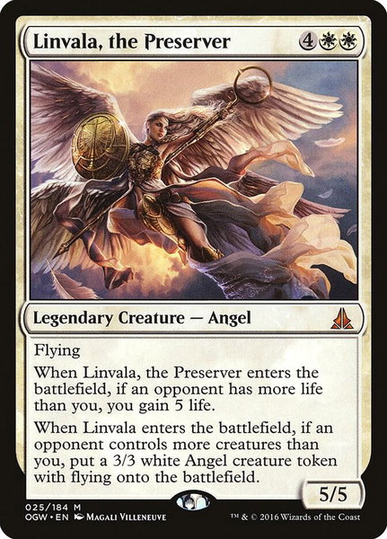 Linvala, the Preserver trading card from Oath of the Gatewatch Linvala, the Preserver - Oath of the Gatewatch Magic: The Gathering trading card