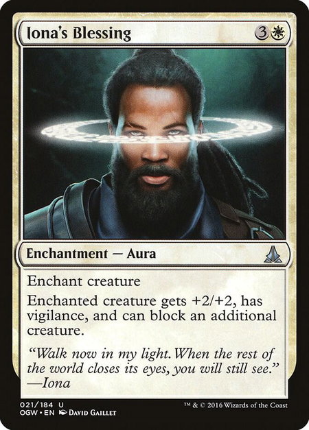 Iona's Blessing trading card from Oath of the Gatewatch Iona's Blessing - Oath of the Gatewatch Magic: The Gathering trading card
