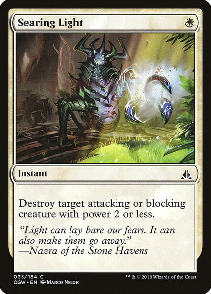 Searing Light trading card from Oath of the Gatewatch Searing Light - Oath of the Gatewatch Magic: The Gathering trading card