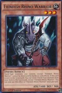 Fiendish Rhino Warrior - Breakers of Shadow (BOSH) #BOSH-EN091 - Rare YuGiOh Trading Card