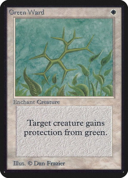Green Ward trading card from Alpha Edition Green Ward - Alpha Edition Magic: The Gathering trading card