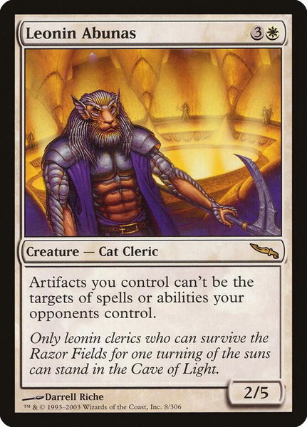 Leonin Abunas trading card from Mirrodin Leonin Abunas - Mirrodin Magic: The Gathering trading card