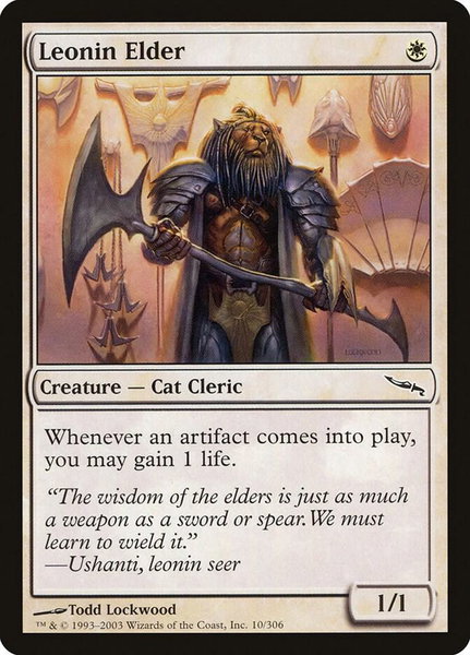Leonin Elder trading card from Mirrodin Leonin Elder - Mirrodin Magic: The Gathering trading card