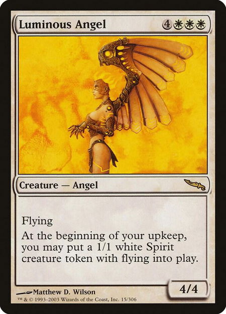 Luminous Angel trading card from Mirrodin Luminous Angel - Mirrodin Magic: The Gathering trading card