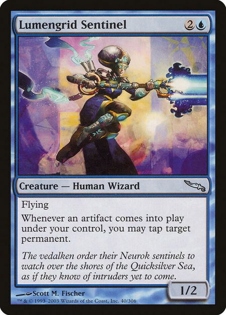 Lumengrid Sentinel trading card from Mirrodin Lumengrid Sentinel - Mirrodin Magic: The Gathering trading card