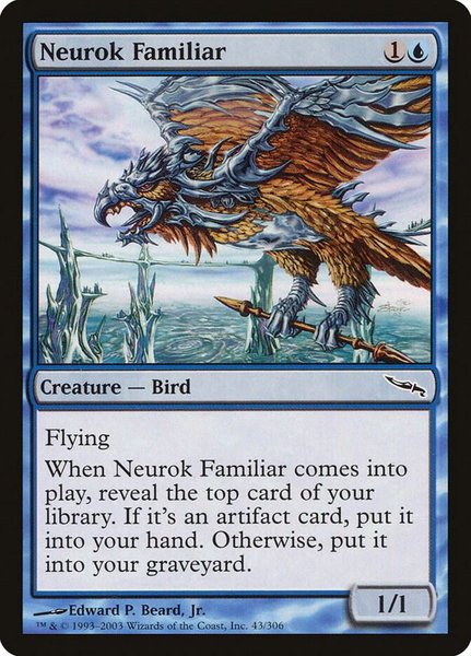 Neurok Familiar trading card from Mirrodin Neurok Familiar - Mirrodin Magic: The Gathering trading card