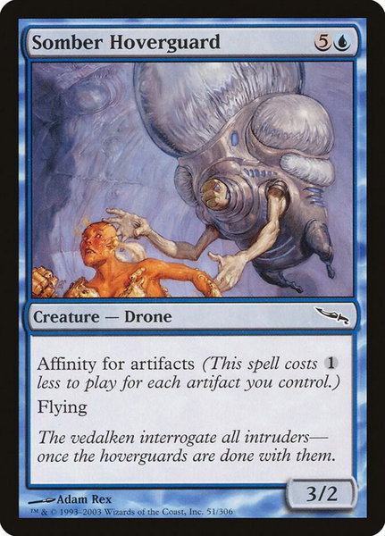 Somber Hoverguard trading card from Mirrodin Somber Hoverguard - Mirrodin Magic: The Gathering trading card
