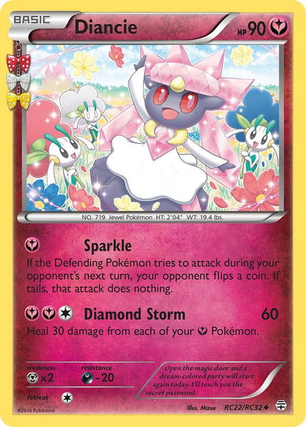 Diancie trading card from Generations: Radiant Collection Diancie - Generations: Radiant Collection Pokémon trading card
