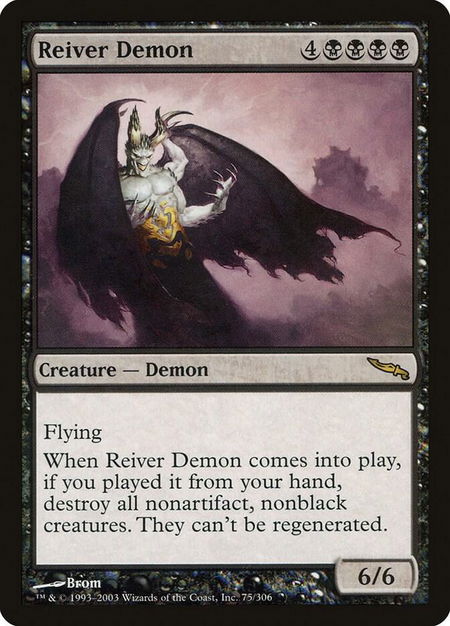 Reiver Demon trading card from Mirrodin Reiver Demon - Mirrodin Magic: The Gathering trading card