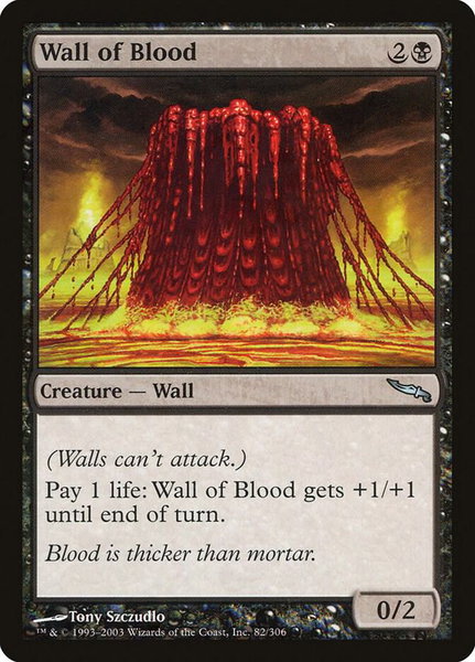 Wall of Blood trading card from Mirrodin Wall of Blood - Mirrodin Magic: The Gathering trading card