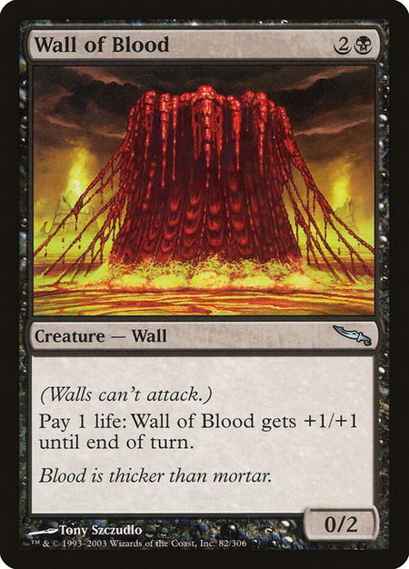 Wall of Blood trading card from Mirrodin Wall of Blood - Mirrodin Magic: The Gathering trading card