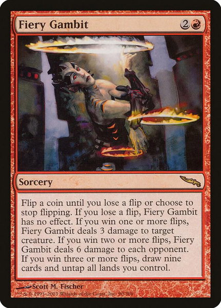 Fiery Gambit trading card from Mirrodin Fiery Gambit - Mirrodin Magic: The Gathering trading card