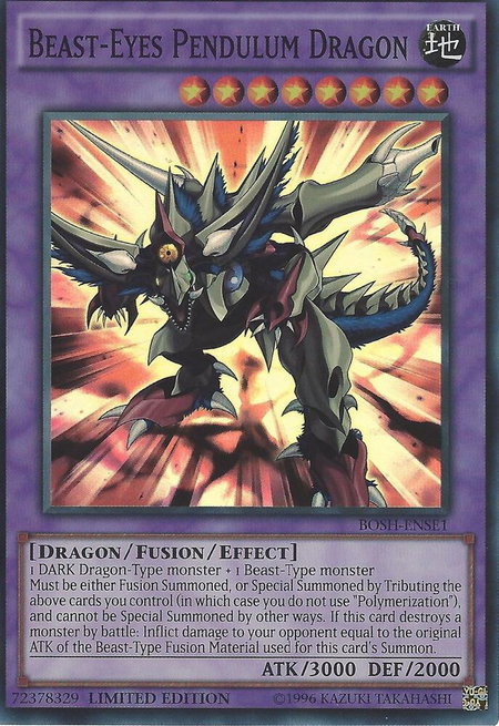 Beast-Eyes Pendulum Dragon trading card from Breakers of Shadow Beast-Eyes Pendulum Dragon - Breakers of Shadow YuGiOh trading card