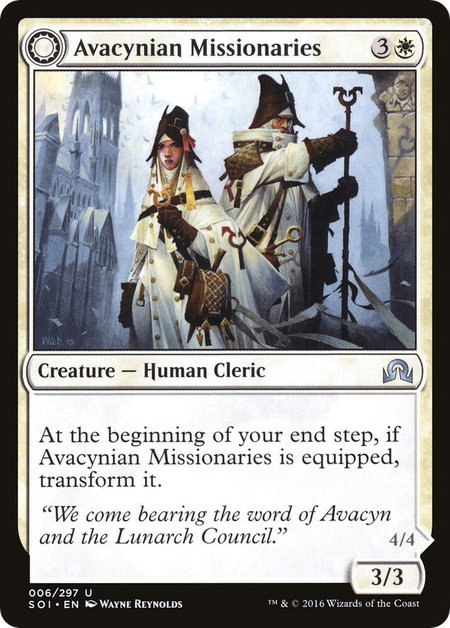 Avacynian Missionaries trading card from Shadows over Innistrad Avacynian Missionaries - Shadows over Innistrad Magic: The Gathering trading card