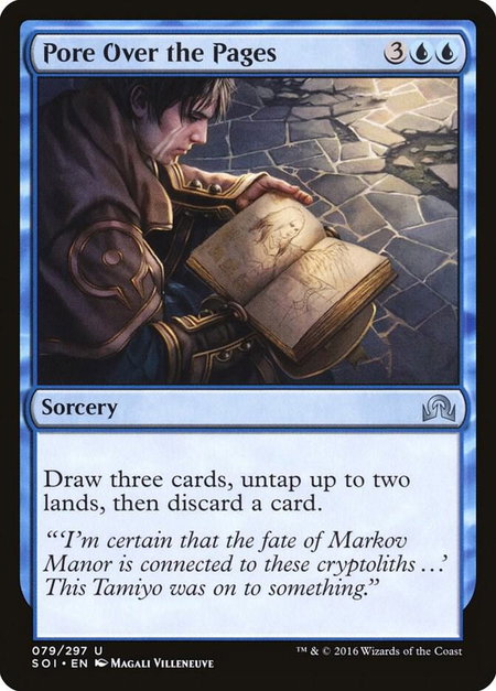 Pore Over the Pages trading card from Shadows over Innistrad Pore Over the Pages - Shadows over Innistrad Magic: The Gathering trading card