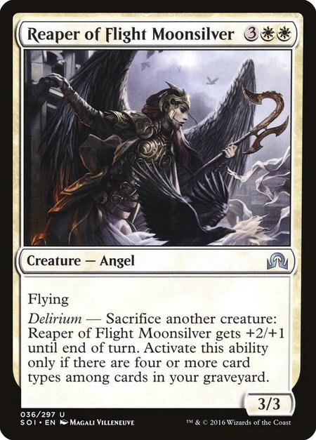 Reaper of Flight Moonsilver trading card from Shadows over Innistrad Reaper of Flight Moonsilver - Shadows over Innistrad Magic: The Gathering trading card