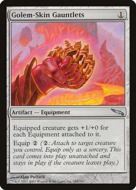 Golem-Skin Gauntlets - Mirrodin Magic: The Gathering trading card