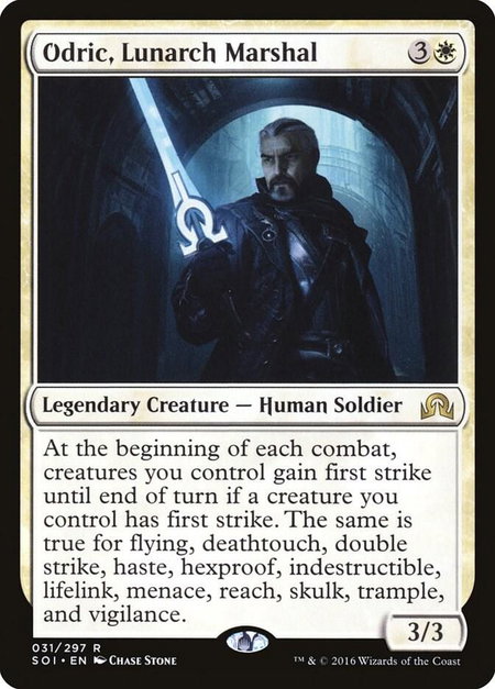Odric, Lunarch Marshal trading card from Shadows over Innistrad Odric, Lunarch Marshal - Shadows over Innistrad Magic: The Gathering trading card