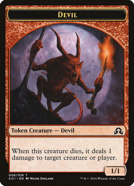Devil Token trading card from Shadows over Innistrad Devil Token - Shadows over Innistrad Magic: The Gathering trading card