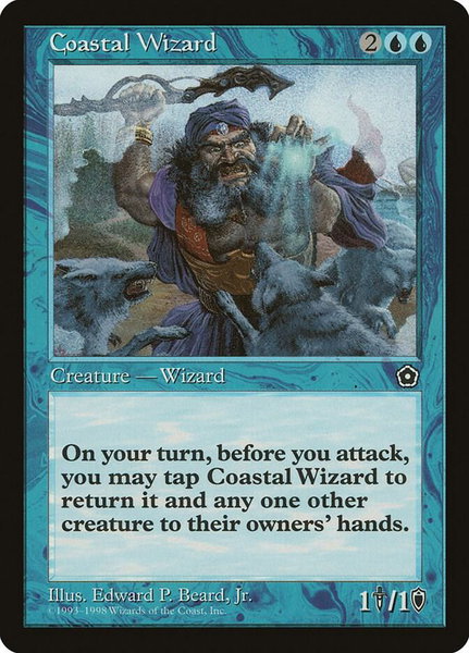 Coastal Wizard trading card from Portal Second Age Coastal Wizard - Portal Second Age Magic: The Gathering trading card