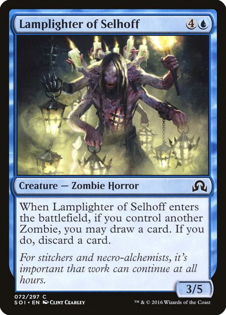 Lamplighter of Selhoff trading card from Shadows over Innistrad Lamplighter of Selhoff - Shadows over Innistrad Magic: The Gathering trading card