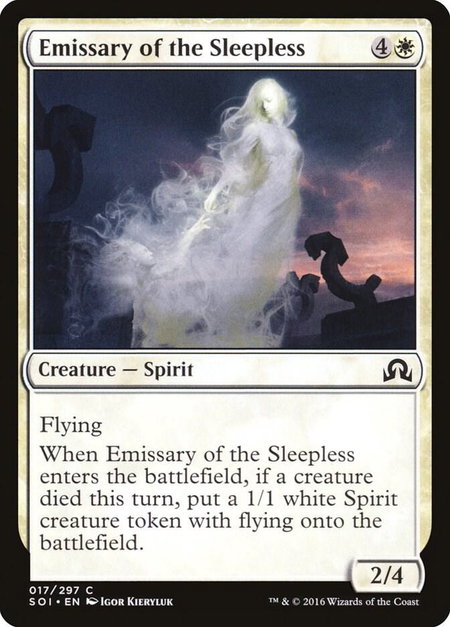 Emissary of the Sleepless trading card from Shadows over Innistrad Emissary of the Sleepless - Shadows over Innistrad Magic: The Gathering trading card