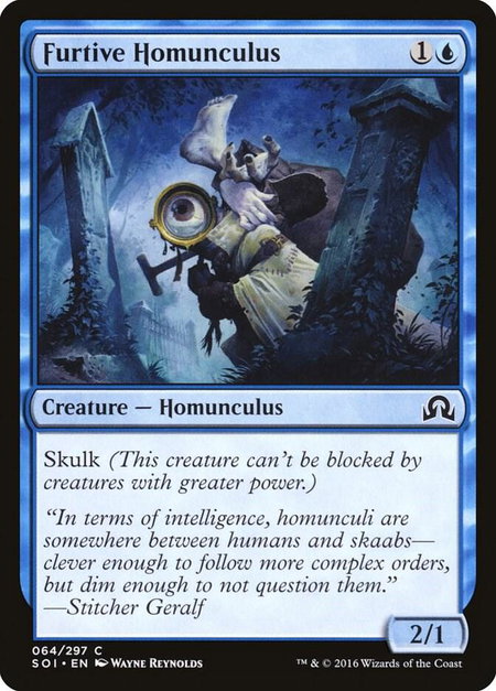Furtive Homunculus trading card from Shadows over Innistrad Furtive Homunculus - Shadows over Innistrad Magic: The Gathering trading card