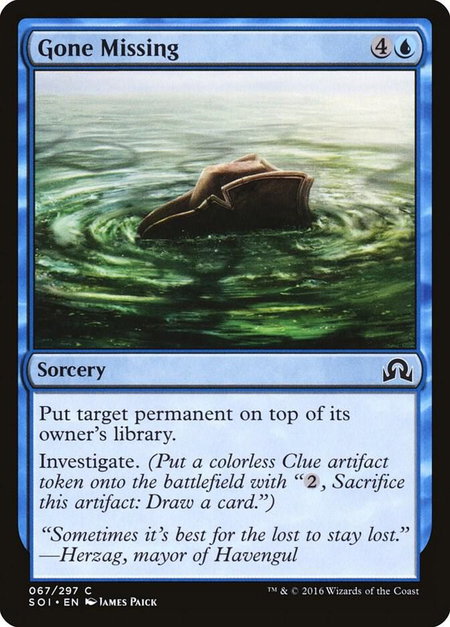 Gone Missing trading card from Shadows over Innistrad Gone Missing - Shadows over Innistrad Magic: The Gathering trading card