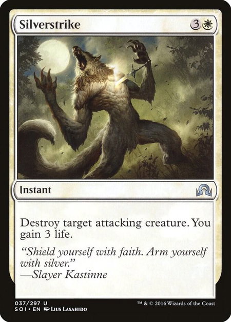 Silverstrike trading card from Shadows over Innistrad Silverstrike - Shadows over Innistrad Magic: The Gathering trading card