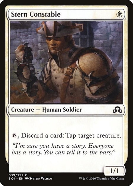 Stern Constable trading card from Shadows over Innistrad Stern Constable - Shadows over Innistrad Magic: The Gathering trading card