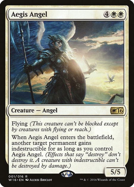 Aegis Angel trading card from Welcome Deck 2016 Aegis Angel - Welcome Deck 2016 Magic: The Gathering trading card