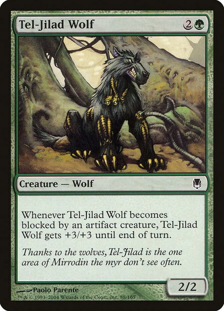 Tel-Jilad Wolf trading card from Darksteel Tel-Jilad Wolf - Darksteel Magic: The Gathering trading card