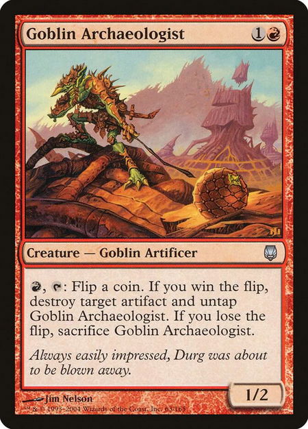 Goblin Archaeologist trading card from Darksteel Goblin Archaeologist - Darksteel Magic: The Gathering trading card