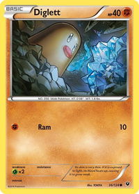 Diglett - XY - Fates Collide (FCO) #36/124 - Common Pokémon Trading Card