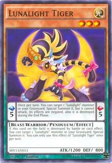 Lunalight Tiger trading card from Shining Victories Lunalight Tiger - Shining Victories YuGiOh trading card