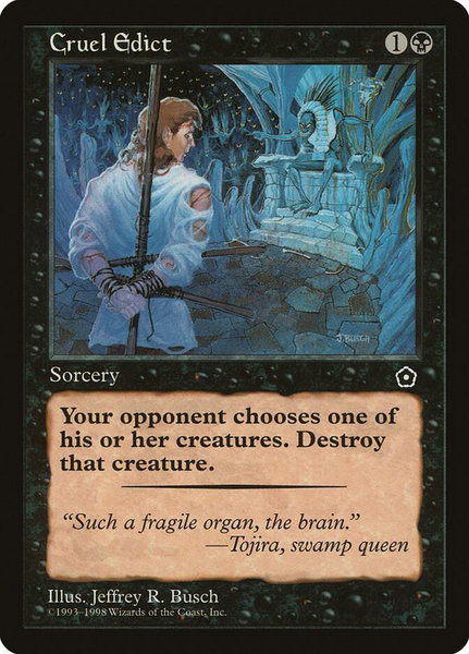 Cruel Edict trading card from Portal Second Age Cruel Edict - Portal Second Age Magic: The Gathering trading card