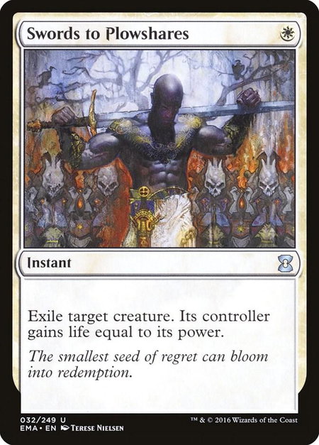 Swords to Plowshares trading card from Eternal Masters Swords to Plowshares - Eternal Masters Magic: The Gathering trading card